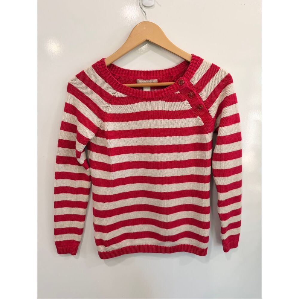 Banana Republic‎ Striped Cotton Sweater Small pink